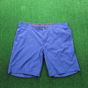 Under Armour Shorts Mens‎ 40 Blue Striped Chino Golf Performance Heatgear Preppy